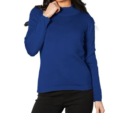 Angel Apparel Mock Neck Long Sleeve Top In Cadet In Blue