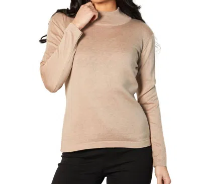 Angel Apparel Mock Neck Long Sleeve Top In Sand In Beige