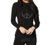 ANGEL APPAREL MOCK NECK PEACE SWEATER IN BLACK