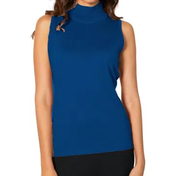 Angel Apparel Mock Neck Tank In Cadet In Blue