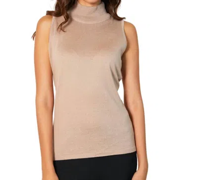 Angel Apparel Mock Neck Tank In Sand In Beige