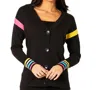 Angel Apparel Multi Color Stripe Button Cardigan In Black In Black