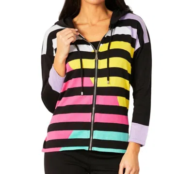 Angel Apparel Multi Stripe Zip Up Hoodie In Black