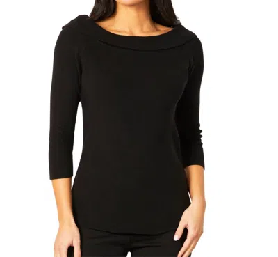 Angel Apparel Off The Shoulder Ribbed Detail Top In Black