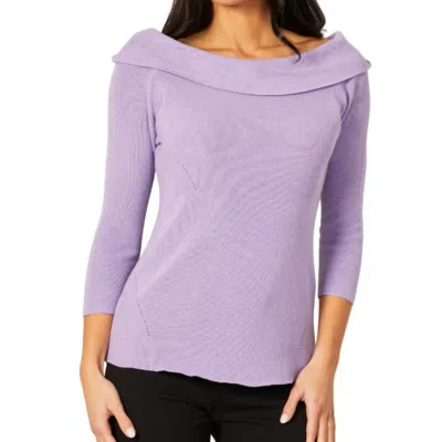 Angel Apparel Off The Shoulder Ribbed Detail Top In Lilac In Purple