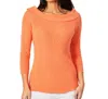 ANGEL APPAREL OFF THE SHOULDER RIBBED DETAIL TOP IN MELON
