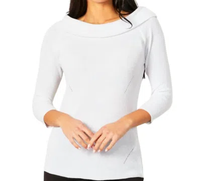 Angel Apparel Off The Shoulder Ribbed Detail Top In White