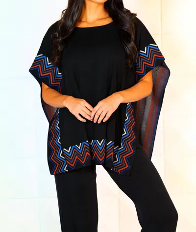 Angel Apparel Patterned Print Poncho In Black