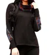 Angel Apparel Plaid Sweater With Scarf In Black/multi In Multi