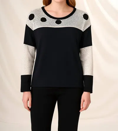 Angel Apparel Polka Dot Scoop Neck Top In Black White In Multi
