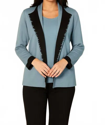 Angel Apparel Reversible Edged Cardigan In Black/aqua In Green