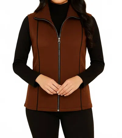 Angel Apparel Ribbed Collar Vest With Stitch Detail In Mocha In Burgundy