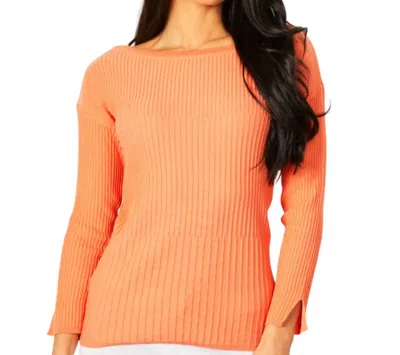 Angel Apparel Ribbed Crew Neck Top In Melon In Orange