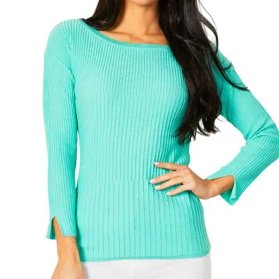 Angel Apparel Ribbed Crew Neck Top In Mint In Blue