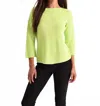 Angel Apparel Ribbed Three Quarter Sleeve Top In Lime In Green