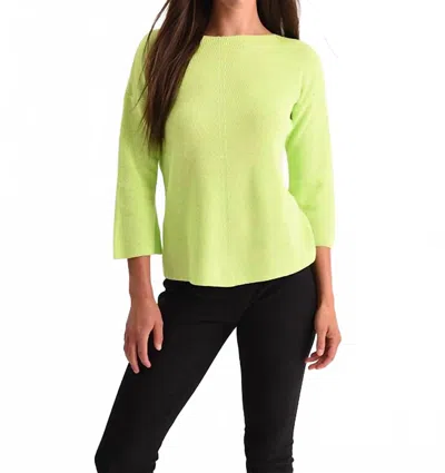 Angel Apparel Ribbed Three Quarter Sleeve Top In Lime In Green