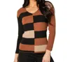 Angel Apparel Ribbed V-neck Sweater In Black/mocha In Multi