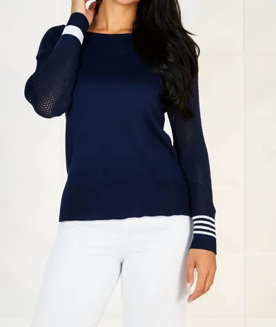 Angel Apparel Scoop Neck Sweater In Navy White In Multi
