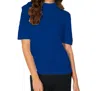 ANGEL APPAREL SHORT SLEEVE MOCK NECK TOP IN CADET