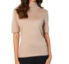 ANGEL APPAREL SHORT SLEEVE MOCK NECK TOP IN SAND