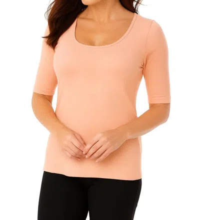 Angel Apparel Short Sleeve Scoop Neck Tee In Peach In Orange