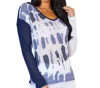 Angel Apparel Spot V-neck Top In White/navy In Multi