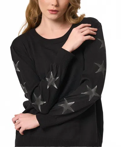 Angel Apparel Star Accent Knit Top In Black