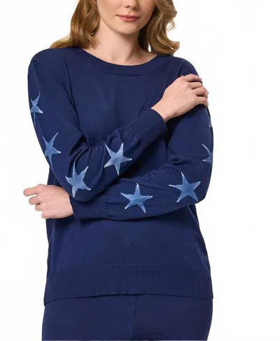 Angel Apparel Star Accent Knit Top In Denim In Blue