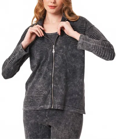 Angel Apparel Star Embossed Hoodie In Charcoal In Black