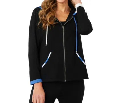 Angel Apparel Stripe Detail Hoodie In Black/denim