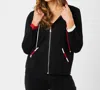 Angel Apparel Stripe Detail Hoodie In Black/red In Multi