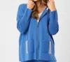 Angel Apparel Stripe Detail Zip Up Hoodie In Denim/multi In Multi