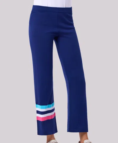Angel Apparel Stripe Knit Pant In Navy/multi In Blue