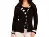 Angel Apparel Stripe And Dot Blazer In Black/stone In Black