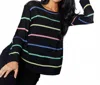 Angel Apparel Stripe Tunic In Black Multi In Multi