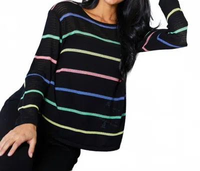 Angel Apparel Stripe Tunic In Black Multi