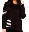 Angel Apparel Striped Pocket Poncho In Black/white In Black
