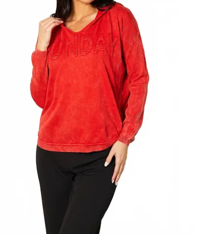 Angel Apparel Sunday Hoodie Pullover Top In Red