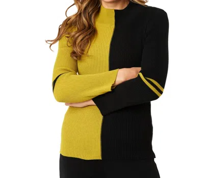 Angel Apparel Two Tone Mock Neck Sweater In Black/mustard In Multi