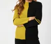 Angel Apparel Two Tone Mock Neck Sweater In Black/mustard In Multi