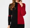 Angel Apparel Two Tone Mock Neck Sweater In Black/red In Multi