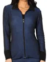 ANGEL APPAREL TWO TONE RIBBED CARDIGAN IN CADET