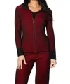 Angel Apparel Two Tone Ribbed Cardigan In Rouge In Multi