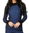 ANGEL APPAREL TWO TONE RIBBED MOCK NECK IN CADET
