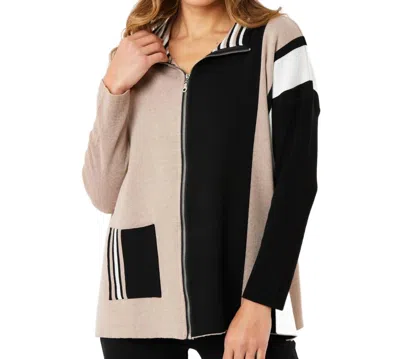 Angel Apparel Two Tone Stripe Detail Jacket In Black/multi