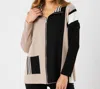 Angel Apparel Two Tone Stripe Detail Jacket In Black/multi In Black
