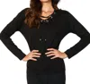 ANGEL APPAREL V-NECK GROMMET TOP IN BLACK