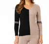 Angel Apparel V-neck Ribbed Sweater In Black/beige In Brown
