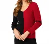 Angel Apparel V-neck Ribbed Sweater In Black/red In Multi