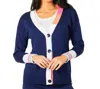 ANGEL APPAREL V-NECK STRIPE BUTTON CARDIGAN IN SORBET